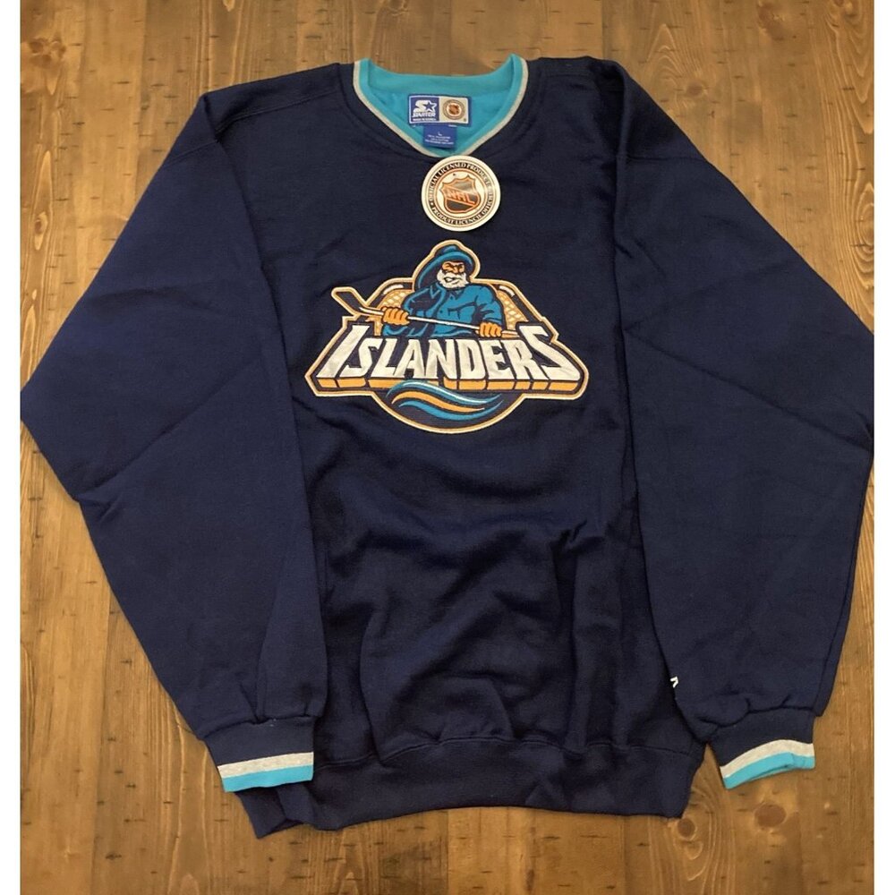 Vtg 90s Starter NHL NY Islanders Fisherman Crewneck Logo Sweatshirt Sz L NOS NWT